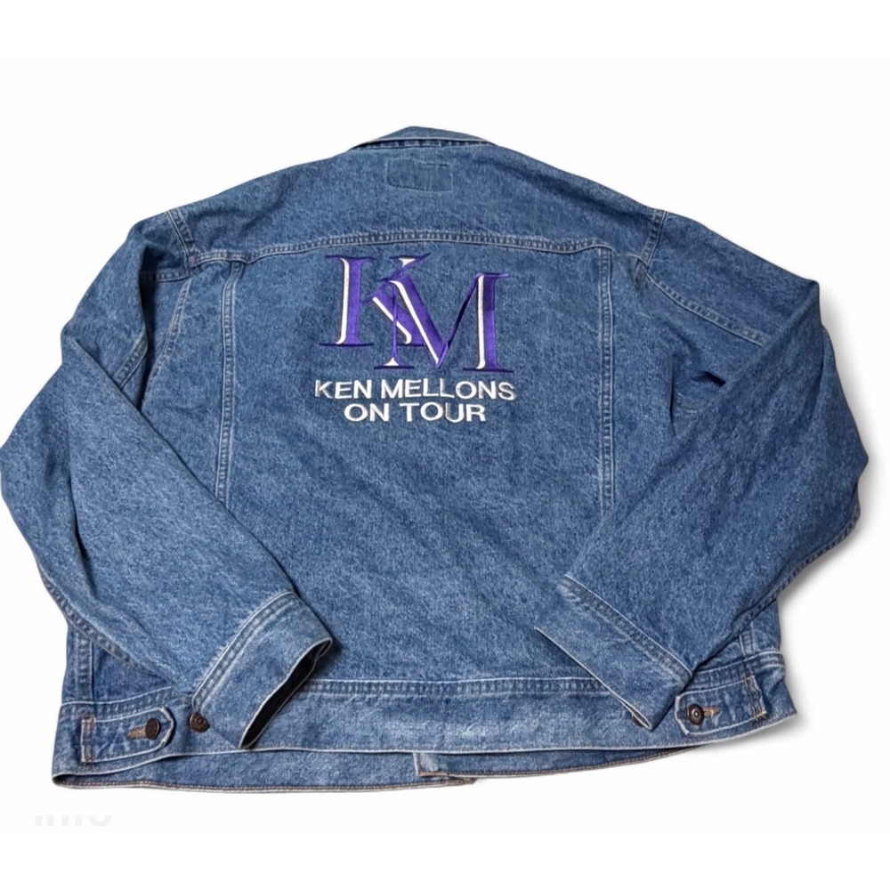 Vintage Ken Mellons On Tour Denim Jacket Autographed Kathi XXL Country Music